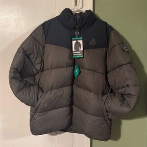 Men's GERRY Heavy Puffer Jacket Coat Welded Channels Gray Blue Size X-Large